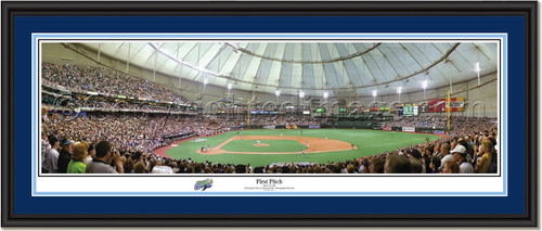 Tampa Bay Rays Tropicana Field First Pitch Panoramic Poster Double Matting and Black Frame