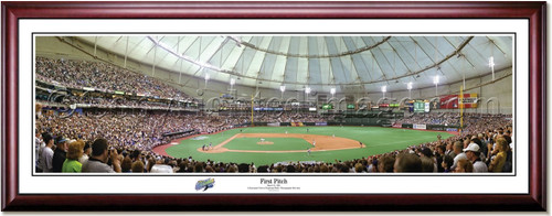 Tampa Bay Rays Tropicana Field First Pitch Panoramic Poster No Matting and Cherry Frame