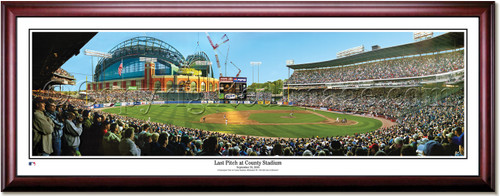 Milwaukee Brewers Last Pitch at County Stadium No Mat Cherry Frame