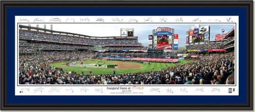 New York Mets Citi Field Inaugural Game Framed Poster with Signatures Single Matting  New York Mets Citi Field Inaugural Game Framed Poster with Signatures Single Matting