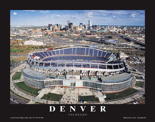 Denver Broncos Mile High Stadium Framed Aerial 2007 Poster