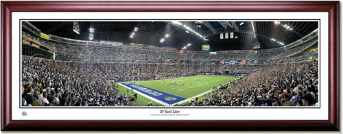 Dallas Cowboys Texas Stadium 20 Yard Line Panoramic Poster No Mat and Cherry Frame
