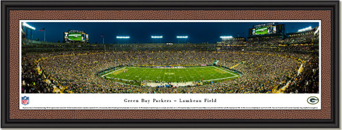 Green Bay Packers Lambeau Field Night Game Framed Panoramic Print Green Bay Packers Lambeau Field Night Game Framed Panoramic Print