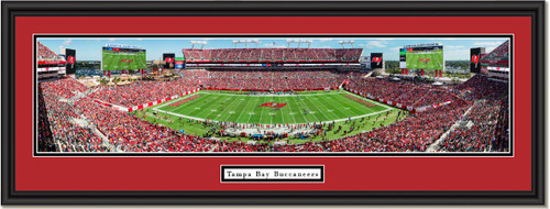 Tampa Bay Buccaneers Raymond James Stadium Framed Panoramic Picture Double Mat and Black Frame