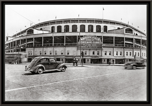 Vintage Framed Photo of Wrigley Field