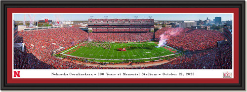 Nebraska Cornhuskers Football - 100 Years at Memorial Stadium - Framed Print Nebraska Cornhuskers Football - 100 Years at Memorial Stadium - Framed Print