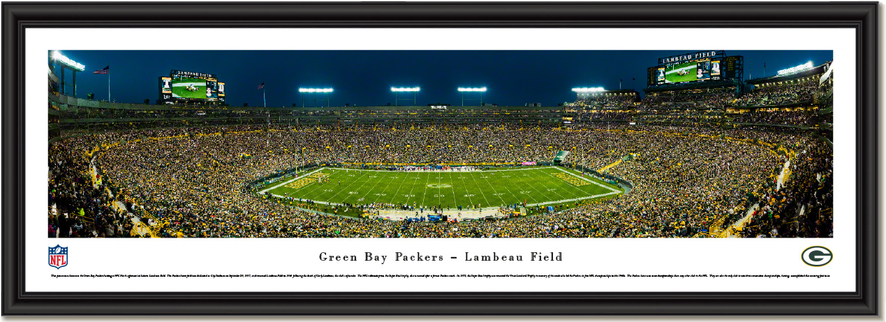 Green Bay Packers Lambeau Field Night Game Framed Panoramic Print ...