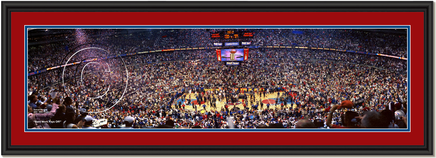 Detroit Pistons 2004 NBA Champions Celebrate Framed Panoramic