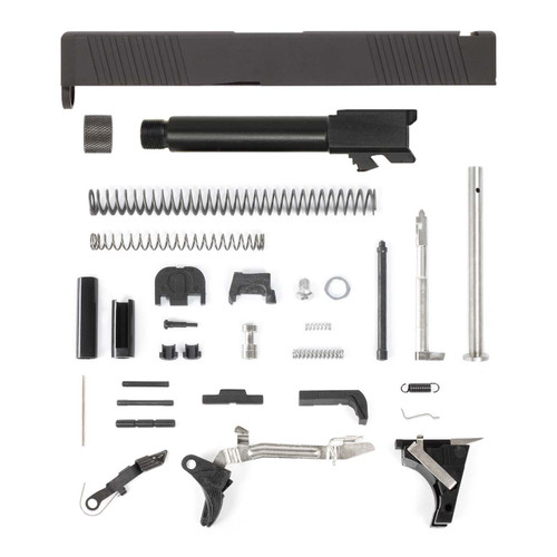 Glock® 19 Compatible Pistol Build Kit w/ Front & Rear Serrated Slide, Threaded Black Nitride Barrel, Upper Parts Kit, and Lower Parts Kit