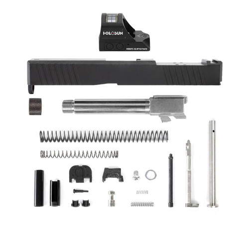 Glock® 19 Compatible Complete Slide Kit w/ RMR Optic Cut w/ Black or Stainless Barrel (with Optional Holosun RDS) 4