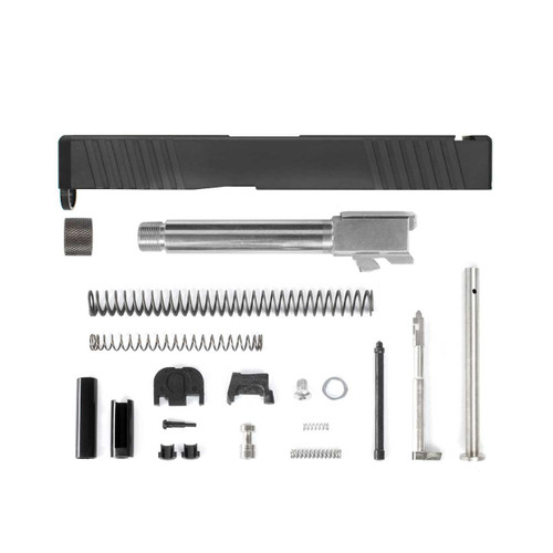 Complete G19 Slide (Front & Rear Serrations) - Black w/ Threaded Stainless Barrel