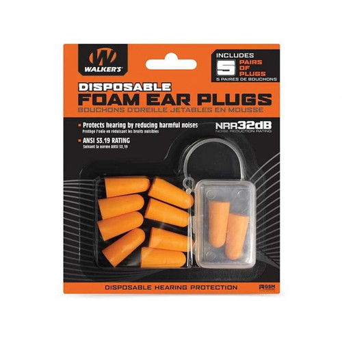 Walker's Disposable Foam Ear Plugs - 5 pairs