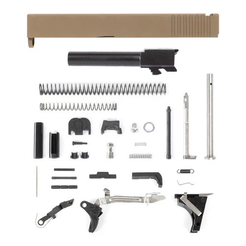 Glock® 19 Compatible Pistol Build Kit - Rear Serrated Slide - FDE Cerakote