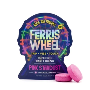 Two-pack of Ferris Wheel Pink Stardust party tablets in original packaging.