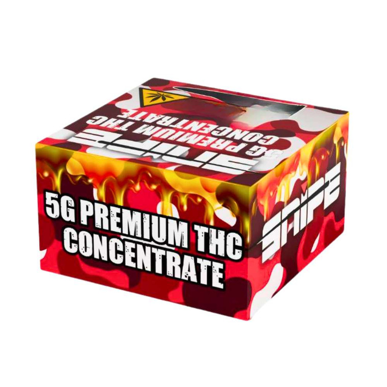 Snipe THC Concentrate 5-gram jar – premium glossy cannabis extract with rich THC potency and smooth texture OG Kush (Hybrid) Big Bang ( Indica) Kaboom (Sativa)