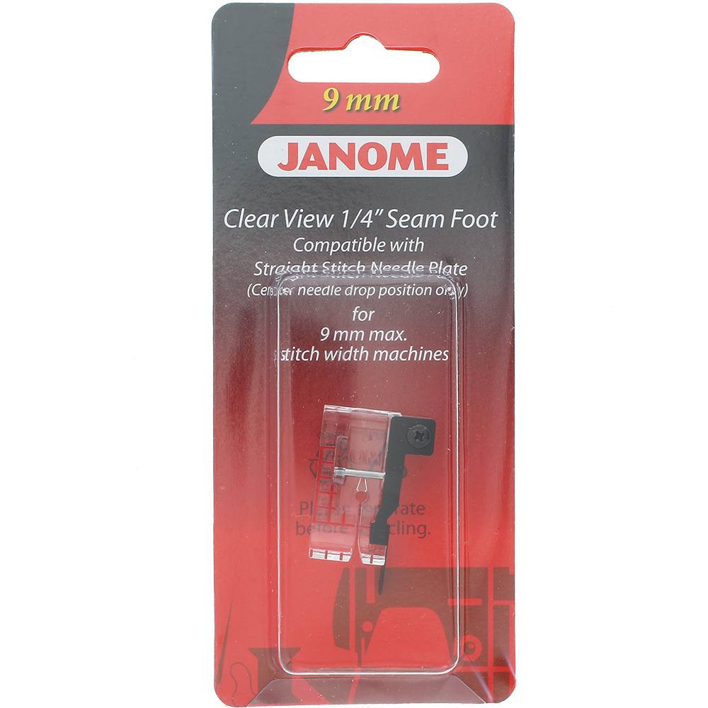 Janome Clear View Piedino Per Macchina Da Cucire - 3 In 1: 1/4", Trapuntatura E Trasparente, Con Guide, Per Modelli Janome