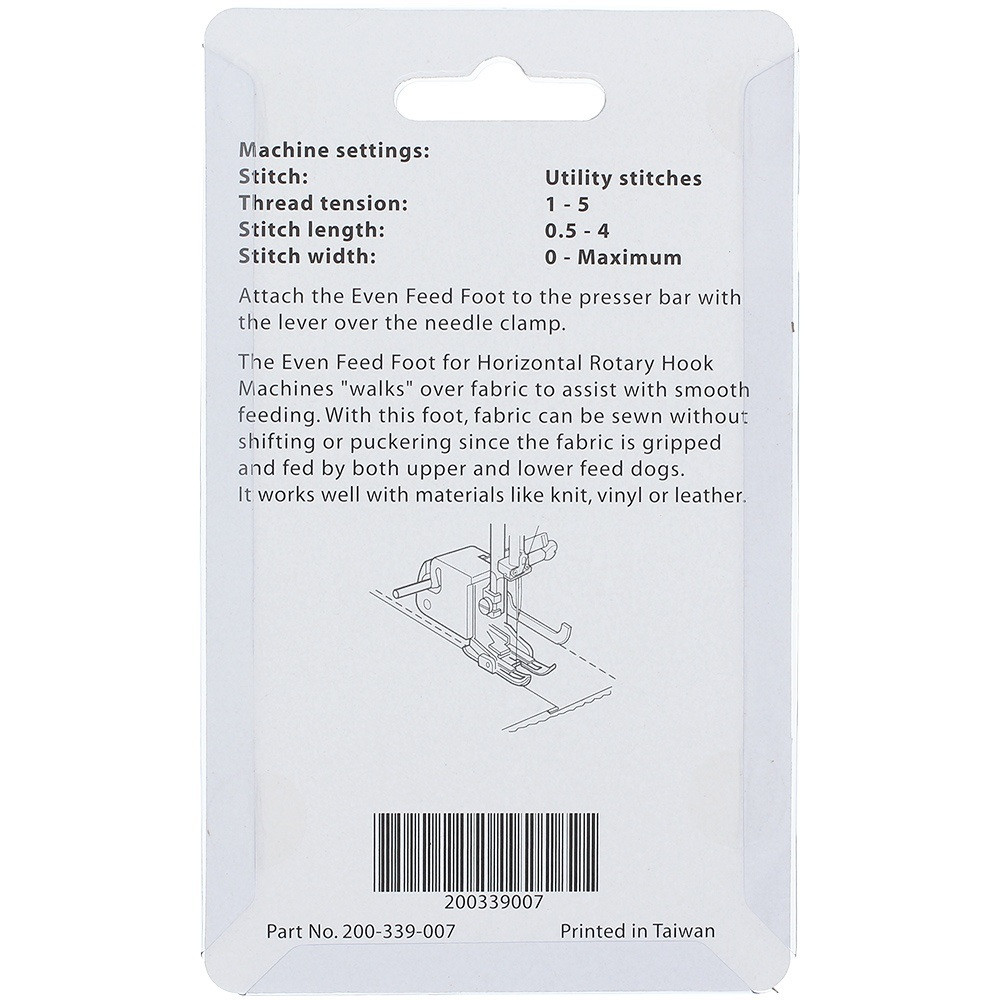 Janome Even Feed Foot for Horizontal Rotary Hook, 5-7mm (Open Toe