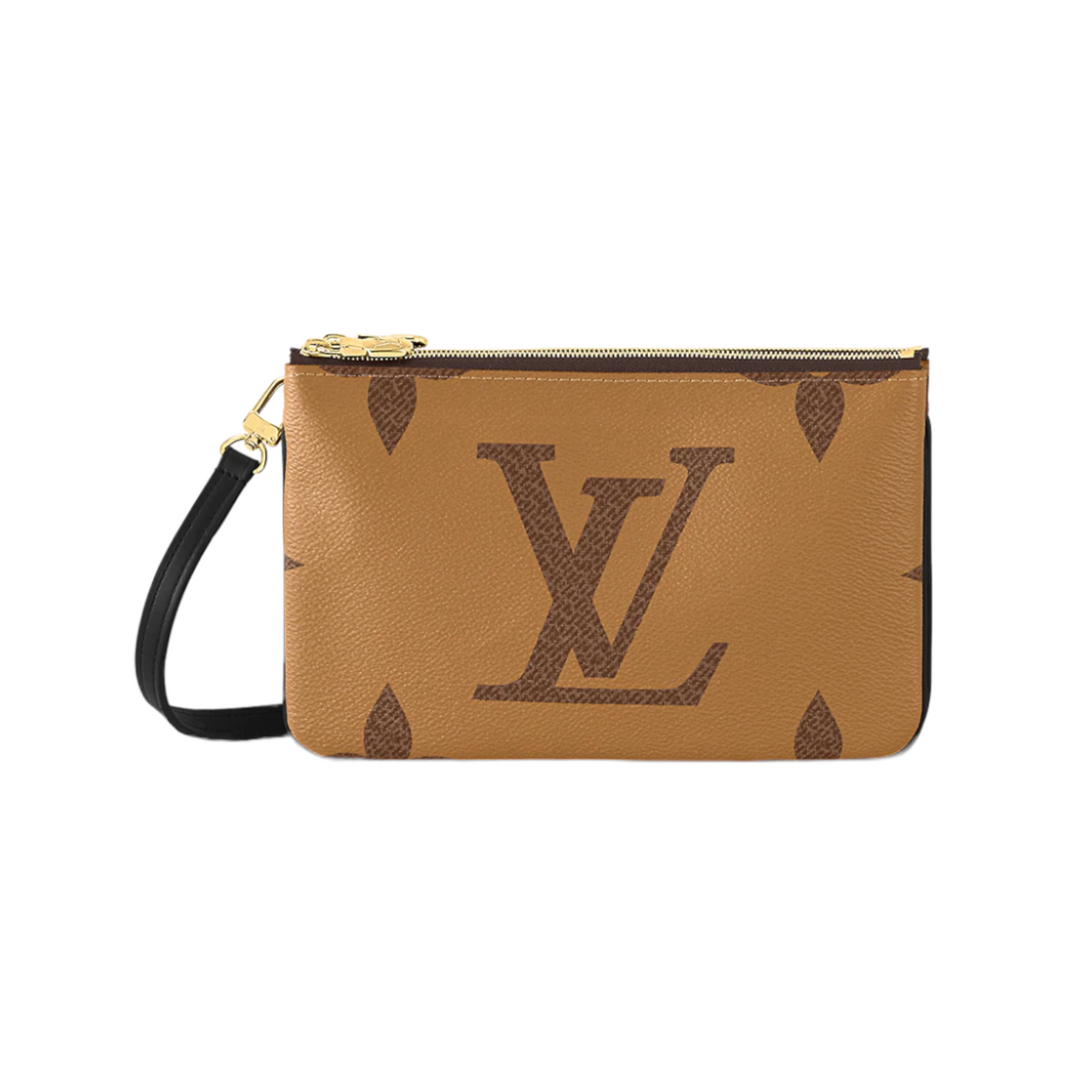 LOUIS VUITTON Double Zip Pochette Reverse Monogram Giant Shoulder Bag