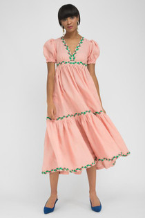 AKTUR VNECK MIDI DRESS - PEACH AKTUR VNECK MIDI DRESS - PEACH