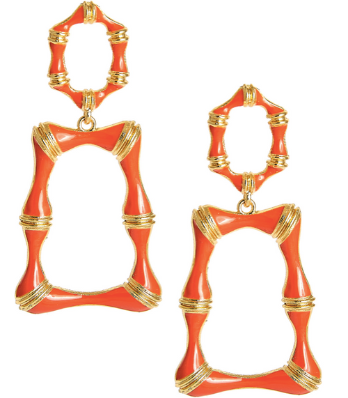 Lisi Lerch Jordan Bamboo Enamel Earrings, Orange 