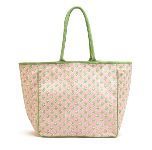 Two's Company Floral Block Print Tote, Pink