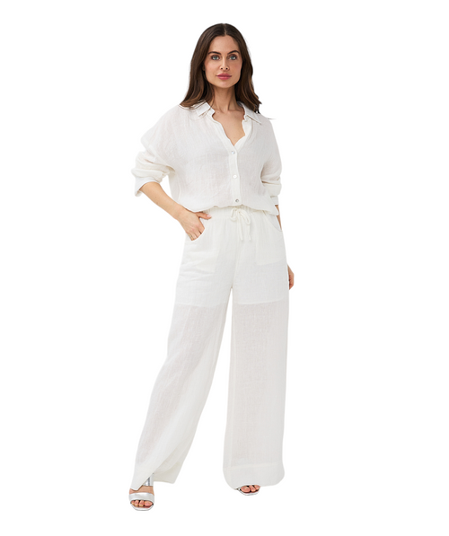 Esqualo Linen Pant, Off White 