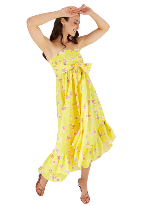 Alivia Dahlia Skirt Dress, Bouncing Buds Yellow 