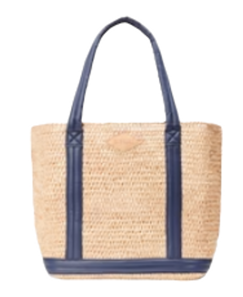 MZ Wallace Medium Raffia Tote, Raffia/Navy