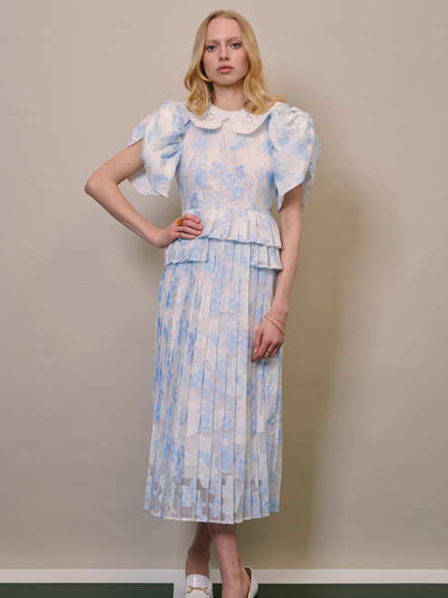 Rally Floral Pleated Midi Dress - Ivory 