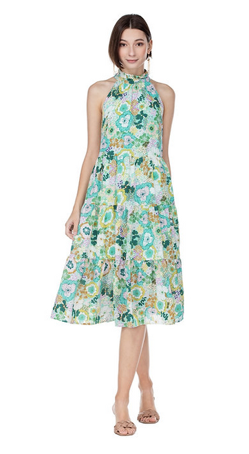 58F9653-8 Mint Floral Midi Halter 58F9653-8 Mint Floral Midi Halter