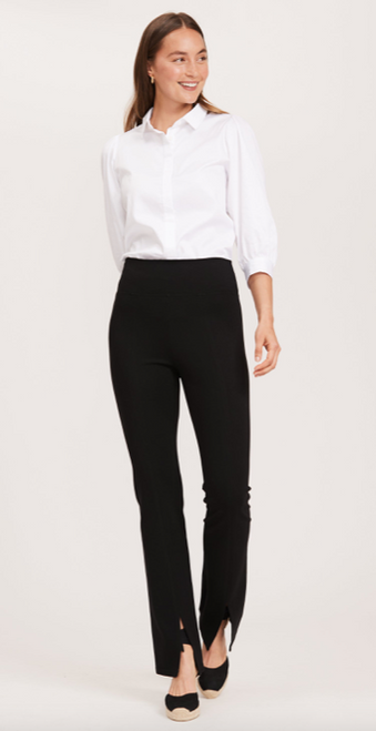 6200T Margie Ponte Slit Front Pant - Black 