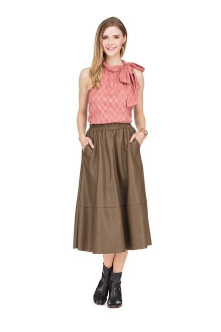 60J7369 Camel Midi Skirt 