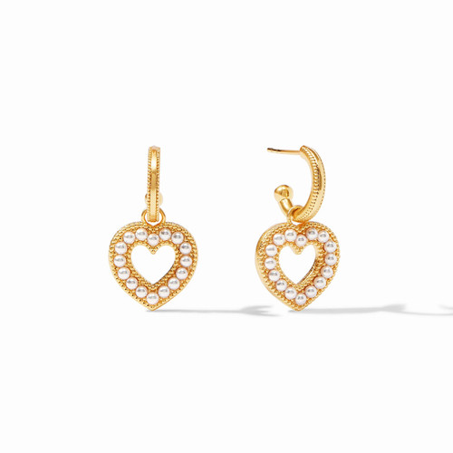 ER795GPL00 Esme Heart Pearl Hoop & Charm Earring Gold Pearl 