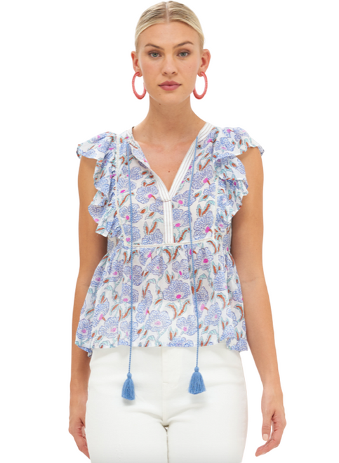 Oliphant Flirty Tie Top, Blue Lucia 