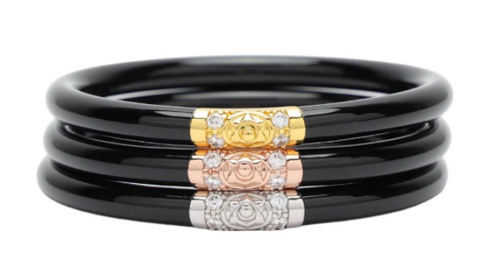 BudhaGirl Medium Three Kings All Weather Bangles, Black  