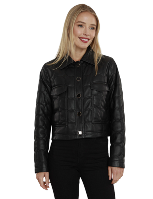 Dolce Cabo Vegan Leather Quilted Jacket, Black 