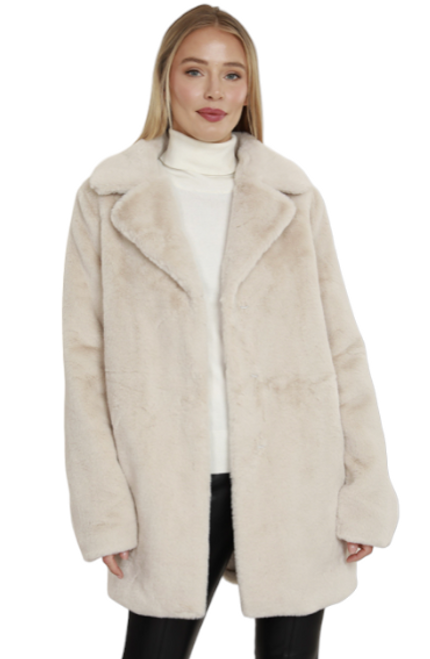 Dolce Cabo Faux Fur Coat, Creme - Monkee's of the Village