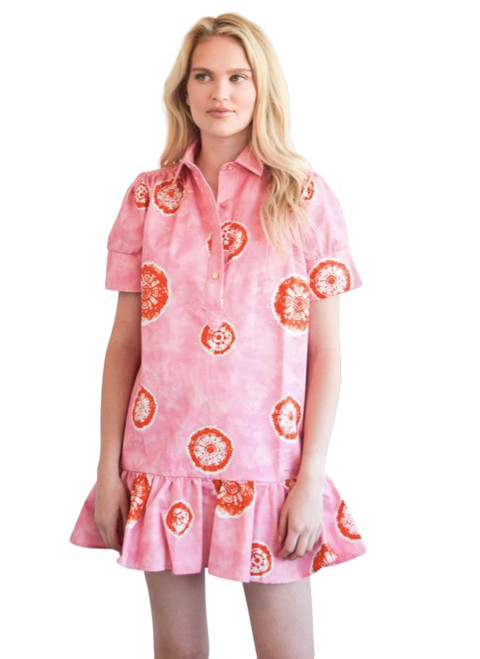 Never A Wallflower Ruffle Everything Dress, Pink and Orange Tie Dye