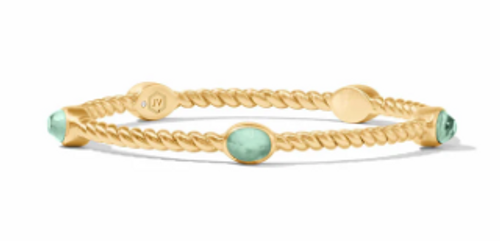 Julie Vos Nassau Stone Bangle, Iridescent Aquamarine Blue Medium 