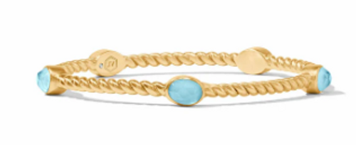 Julie Vos Nassau Stone Bangle, Iridescent Capri Blue Large  