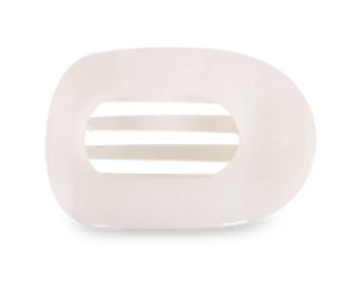 Teleties Small Flat Round Clip, Coconut White 