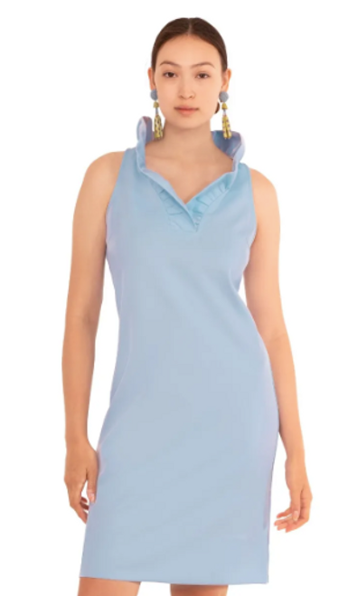 Gretchen Scott Jersey Ruffneck Sleeveless Dress, Periwinkle 