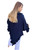 Minnie Rose Cotton Cashmere Ruffle Shawl, Navy 