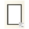 PA Framing Mat Double 5 inch x 7 inch /3.5 inch x 5 inch White Core Antique White/Black