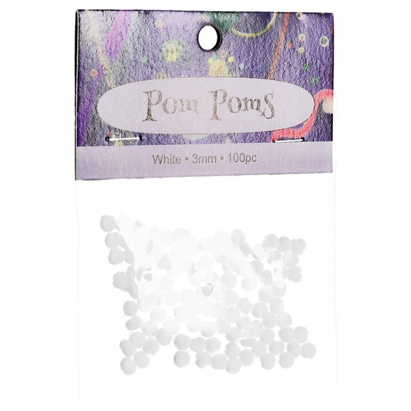 PA Essentials Pom Pom 3mm White 100pc
