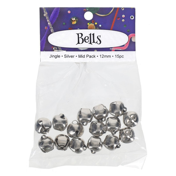 PA Essentials Jingle Bell 12mm 15pc Silver