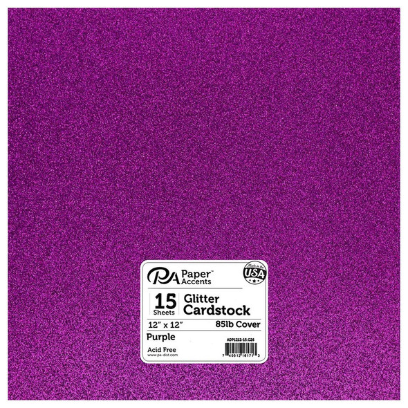 Paper Accents Glitter Cardstock 12 inch x 12 inch 85lb Purple 15pc