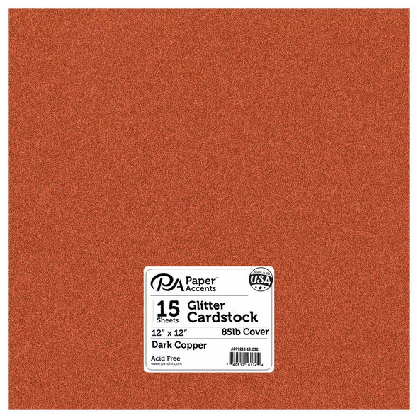 Paper Accents Glitter Cardstock 12 inch x 12 inch 85lb Dark Copper 15pc