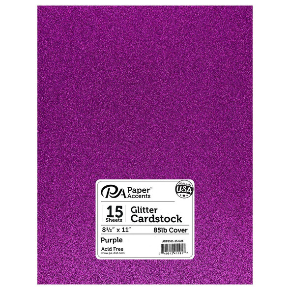 Paper Accents Glitter Cardstock 8.5 inch x 11 inch 85lb 15pc Purple