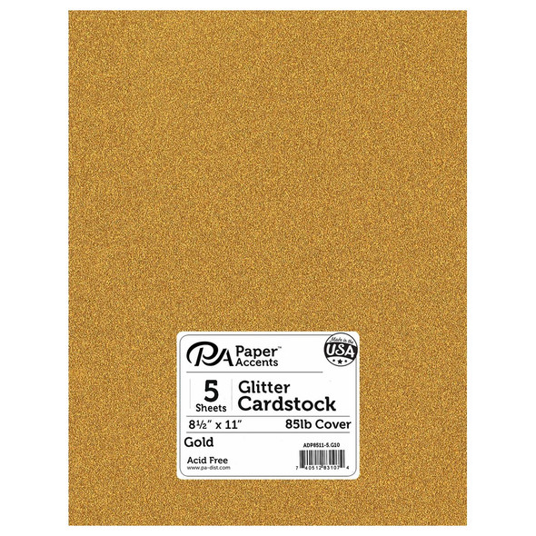 Paper Accents Glitter Cardstock 8.5 inch x 11 inch 85lb Gold 5pc